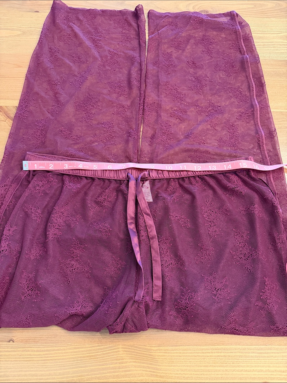Victoria's Secret Sheer Lace Cover-Up Pants Burgundy Resort Lingerie M - Picture 11 of 13